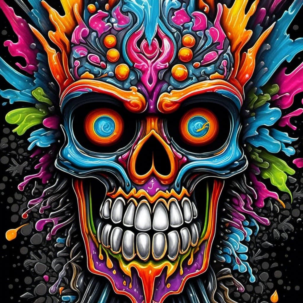 AI generated: graffiti art, splash art, street art, spray paint, oil gouache melting, acrylic, high contrast, blac...