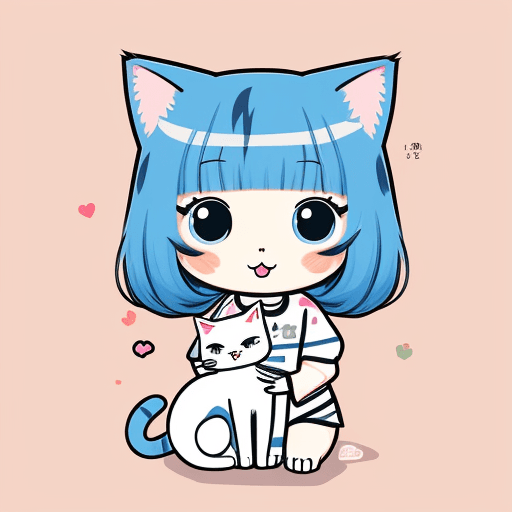 AI generated: cats and girl, (colorful pop cute illustration:1.3), sd