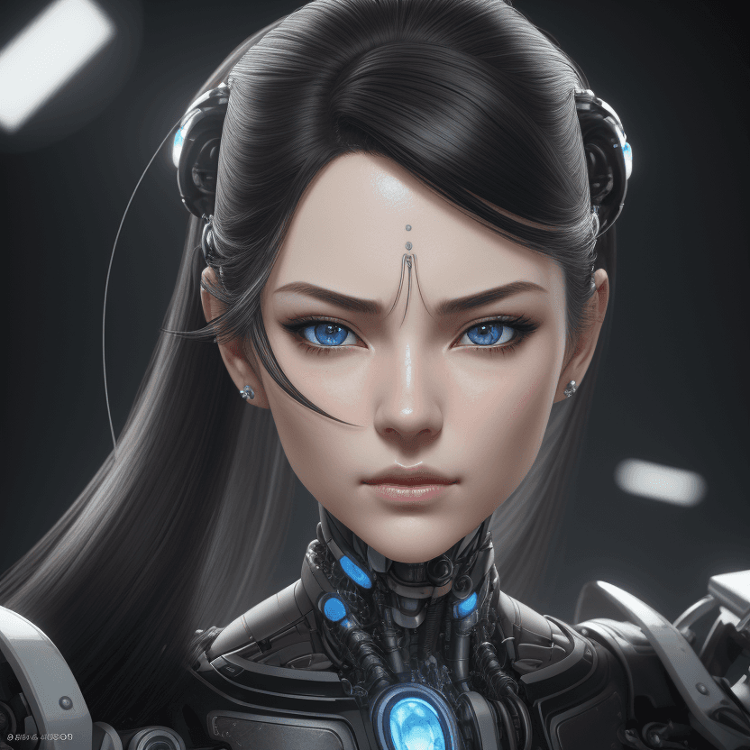 AI generated: retrato de frente, 20 yo, Character Sheet, cabello negro largo y ondulado, ojos azules, complex 3d r...