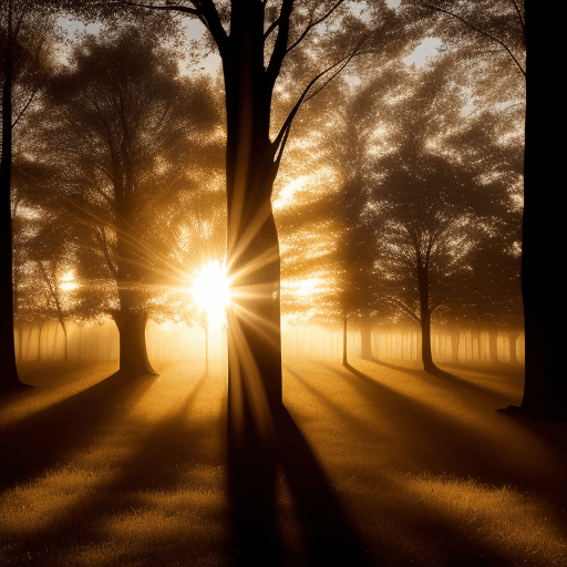 AI generated: sunrise, sunnyday, strong sunlight, a subtle play of light and shadow, the magic and energy of the i...