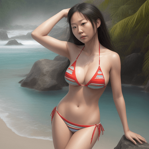 AI generated: Realistic, isabel sung, bikini