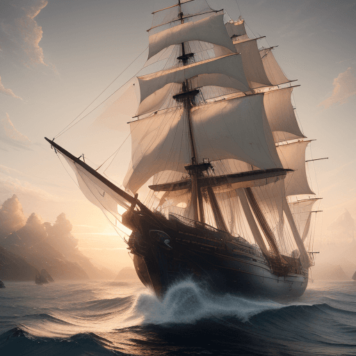AI generated: Photo of a ultra realistic sailing ship, dramatic light, pale sunrise, cinematic lighting, battered,...