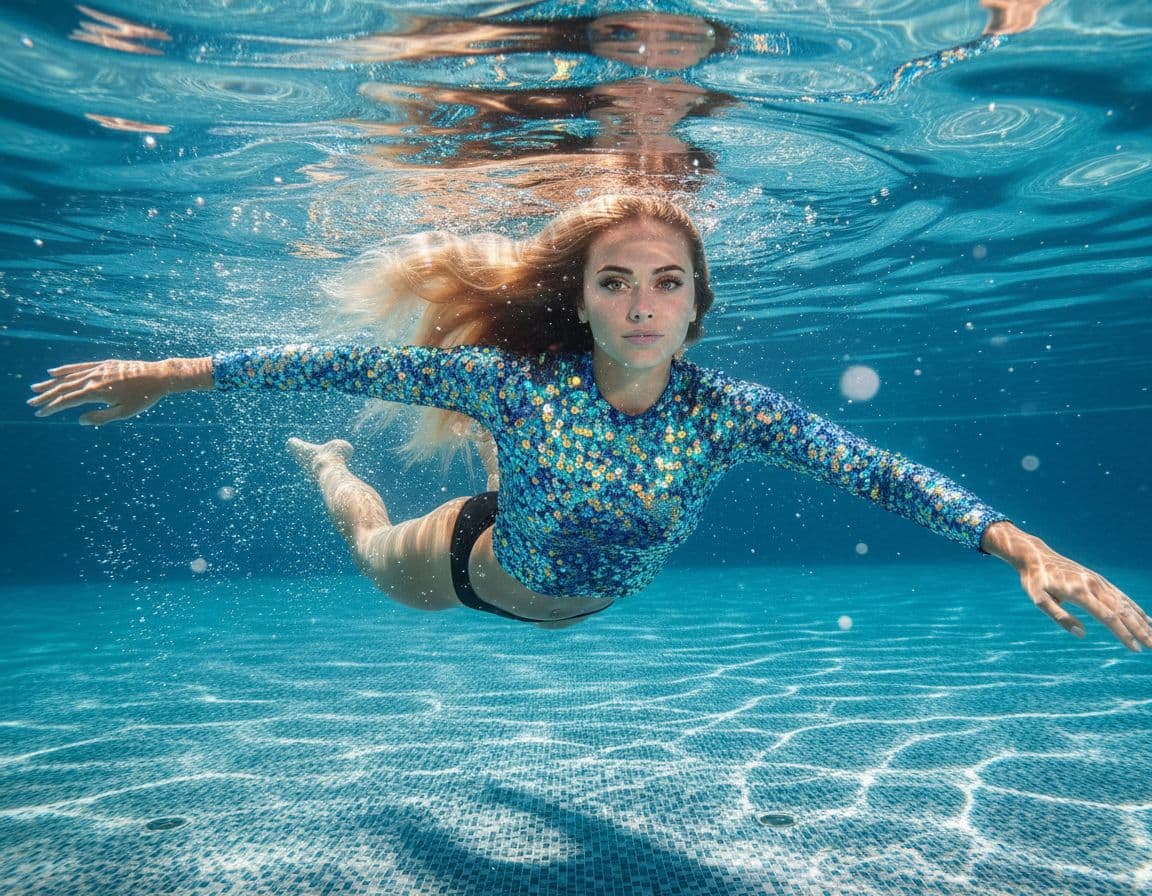 AI generated: A beautiful girl with big green eyes slanted almond-shapedeyelashes is swimming underwater. The wate...