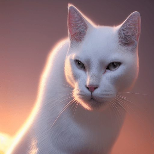 AI generated: photo of a ultra realistic white cat, wearing a yellow seter, cowboy hat, dramatic light, pale sunri...