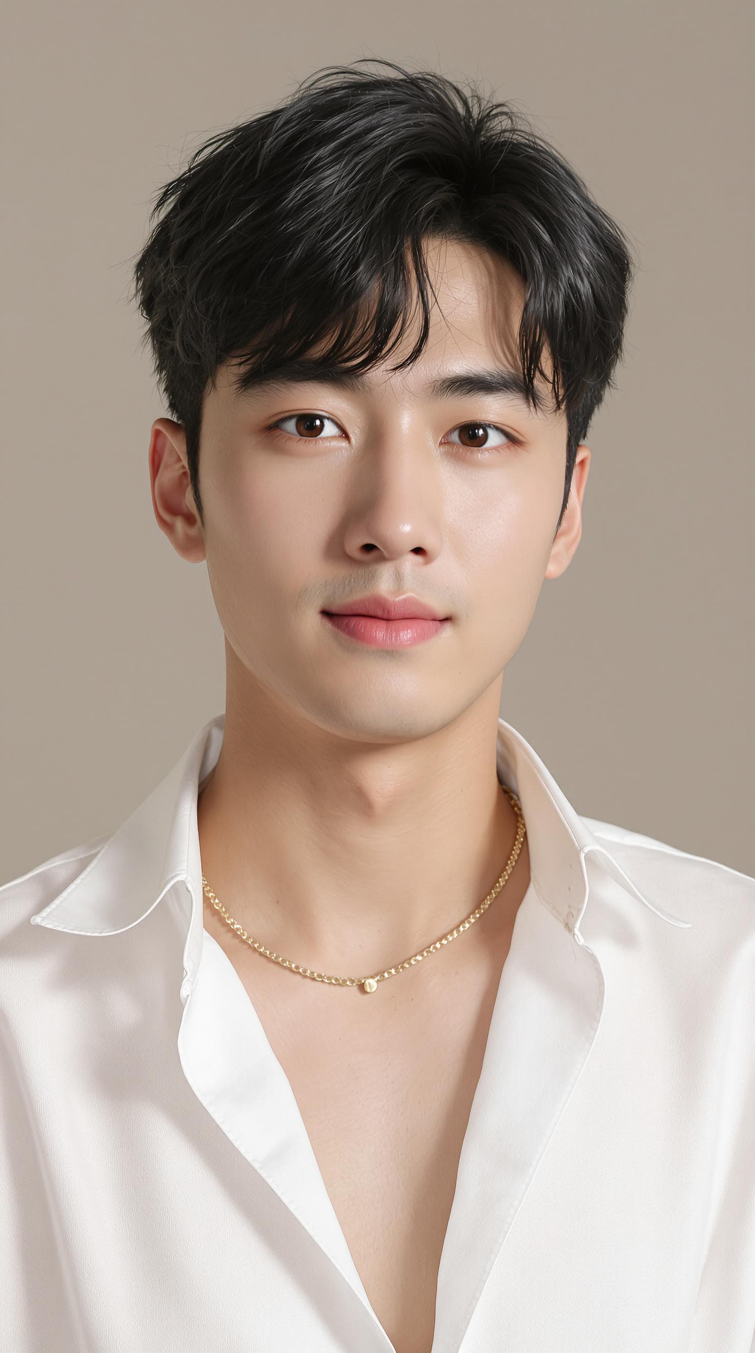 AI generated: An image of a young Korean man aged 20-25. He has handsome, refined facial features with smooth, hea...