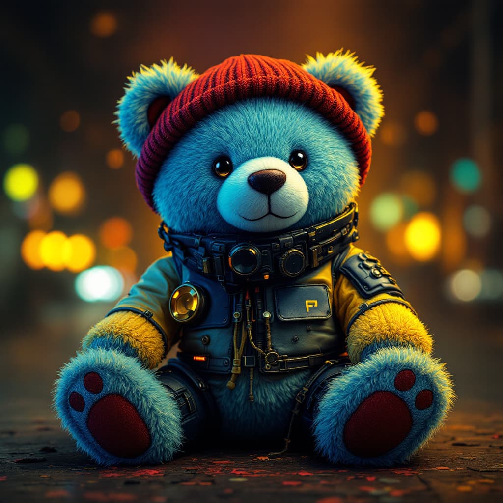 AI generated: Cyber punk teddy bear 


