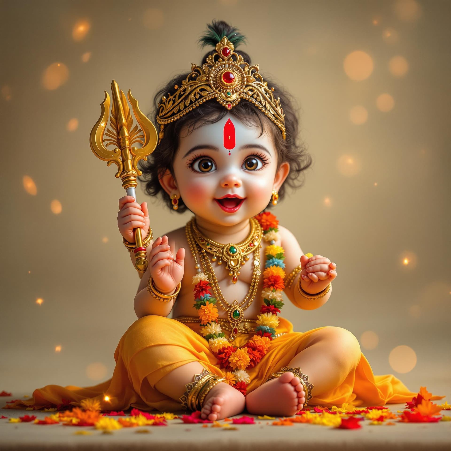 AI generated: Cute little Krishna celebrating new year 2025