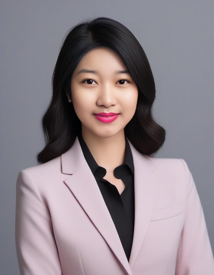 AI generated: Full body image of a corporate woman. Her eyes are brightly colored, accentuated with natural makeup...
