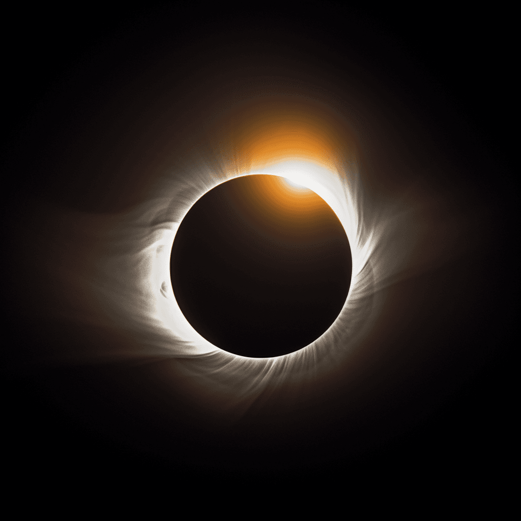 AI generated: The total solar eclipse seen from the surface of Earth, with a black background and no sun visible i...