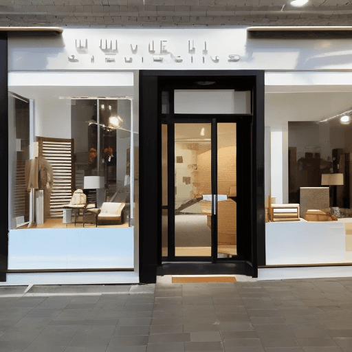 AI generated: small furniture showroom facade
