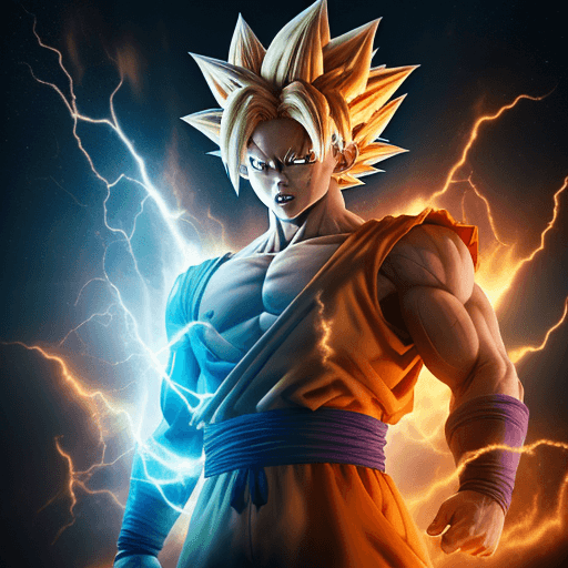 AI generated: Create an 8k image of Dragonball Z super Goku with very high detail transforming into Ultra Instinct...