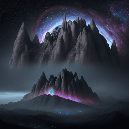 AI generated: Mountain Montserrat spain , Sci-fi imagination, cosmic planet, planet made of gas clouds and black d...