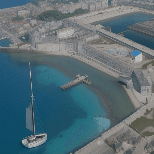 AI generated: Bart Simspon en personne réel devant une prison situé sur une île. Habillé en survetement et de lune...