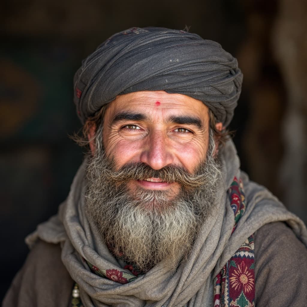 AI generated: an afghan giral in hijan whit smile