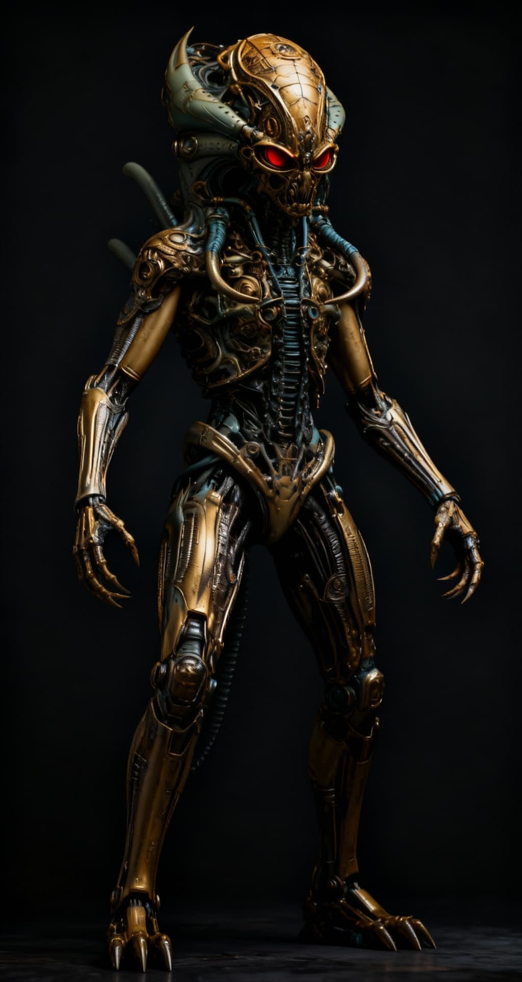 AI generated: alien, full body, terrifying, fierce and threatening, highly detailed and realistic --ar 68:128 --st...