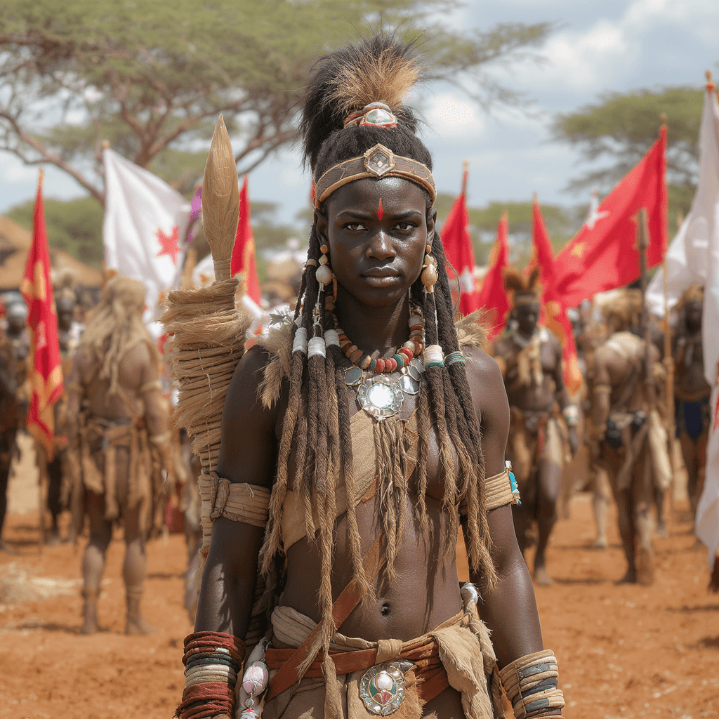 AI generated: Centered image. 400 pixels. Full-body length photorealistic highly detailed image of the Dahomey Ama...