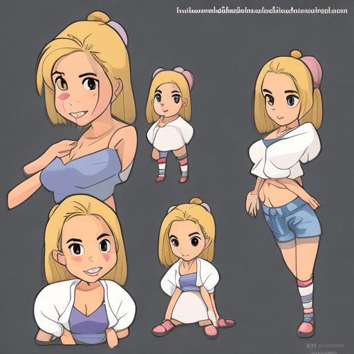 AI generated: ashlynn brooke character animation sheet in studio ghibli art style