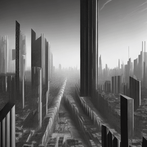 AI generated: vision of the future, where towering structures of metal and concrete stretch endlessly into the sky...