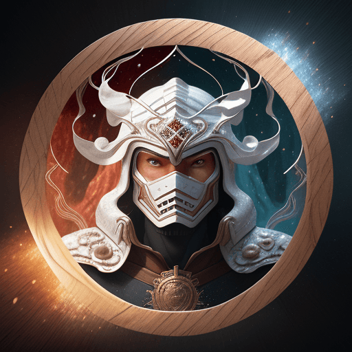 AI generated: white full background, leaves particles in a large dark wood cercle, icon representing hero the Moon...