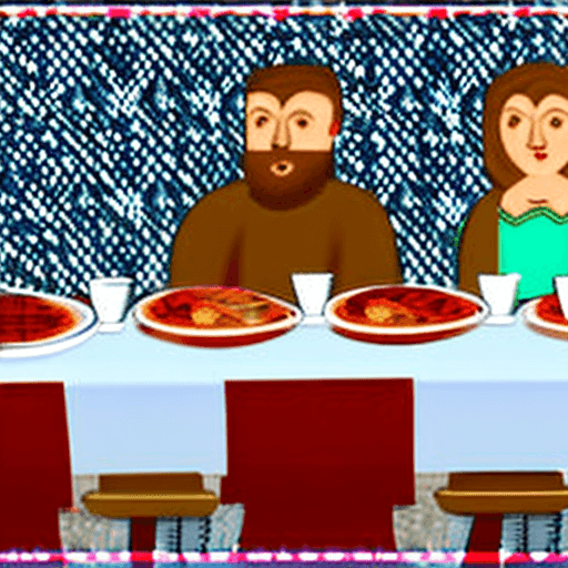 AI generated: orthodox Christian Family dinner, realism.