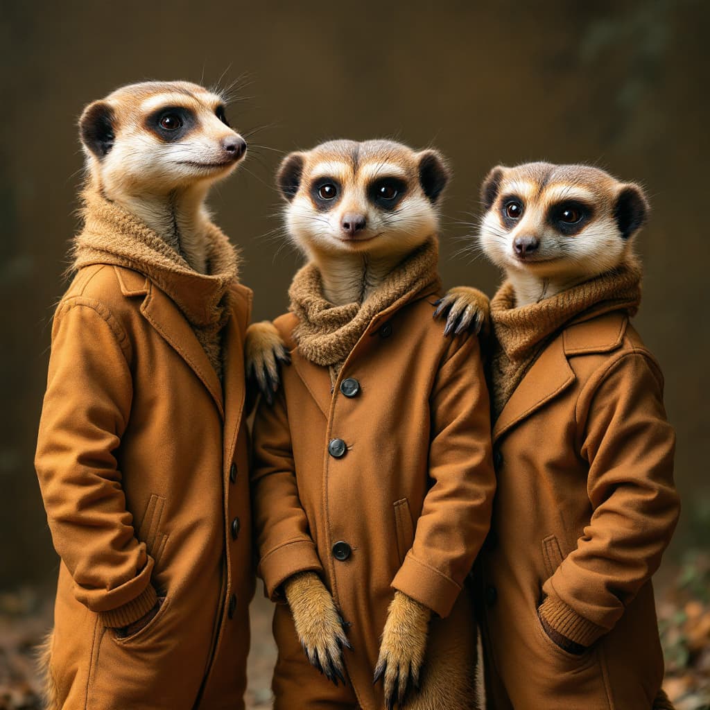AI generated: a trio of meerkats in zoot suits