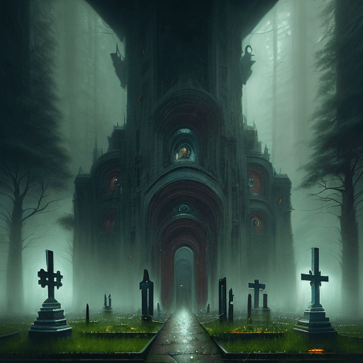 AI generated: The Sacrifice, dark and light, epic, darkness, rainy day, cementery, , professional ominous concept ...