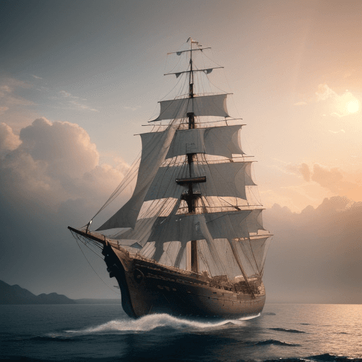 AI generated: Photo of a ultra realistic sailing ship, dramatic light, pale sunrise, cinematic lighting, battered,...