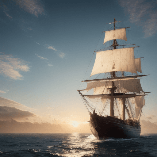 AI generated: Photo of a ultra realistic sailing ship, dramatic light, pale sunrise, cinematic lighting, battered,...