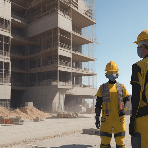 AI generated: a hyper realistic image working people wearing personal protective equipment to work, in a construct...