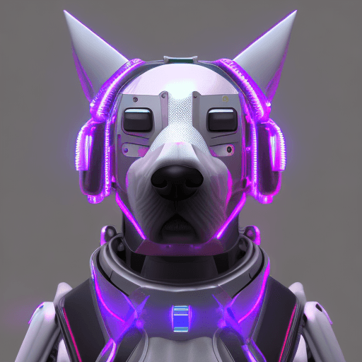 AI generated: cyberpunk dog, futuristic, highly detailed, made with blender --v 4