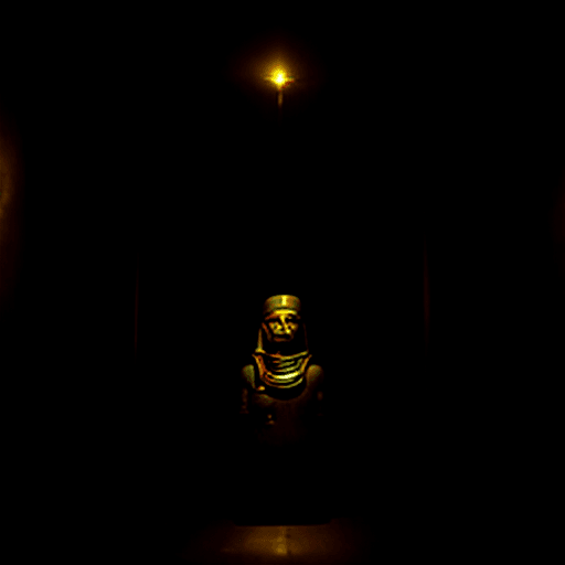 AI generated: dark room with egyptian mummies