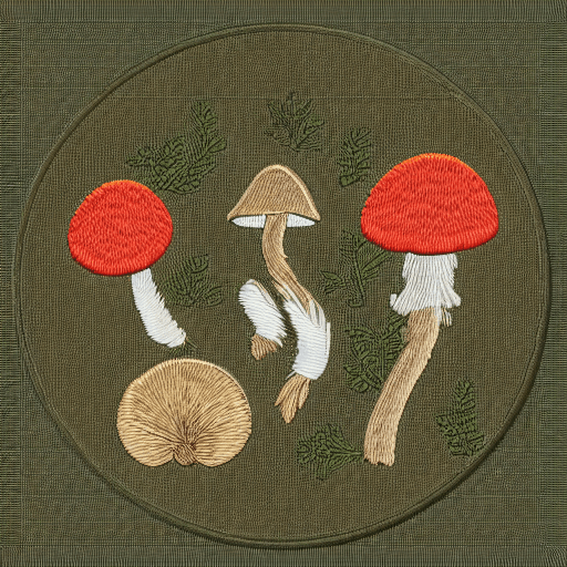 AI generated: Hyper realistic digital svg image of mushrooms identification and foraging merit badge design for pr...