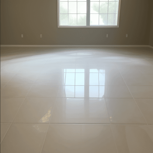 AI generated: New ceramic tile flooring in my family room and kitchen. The tile is a linen color 24” x 48 “. The r...