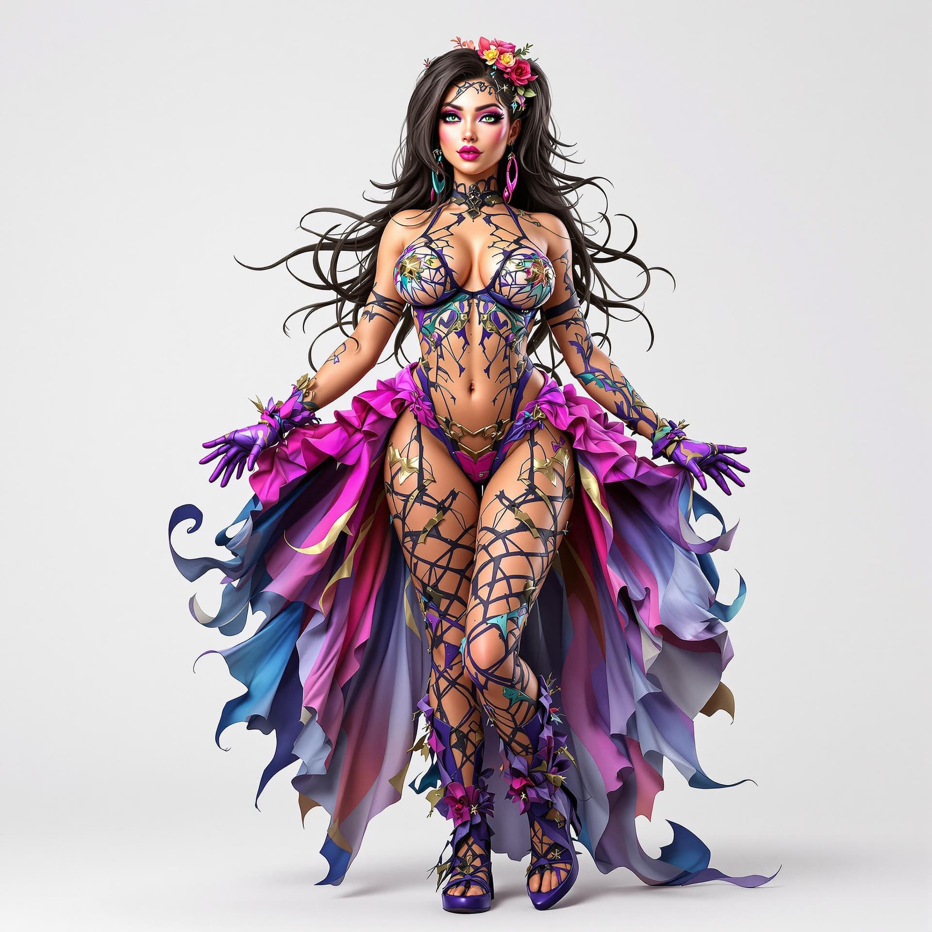 AI generated: Hyper detailed Full body portrait of passionate woman in hyper provocate dress, flirts actively::5 W...