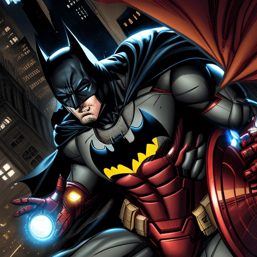 AI generated: batman se bat contre iron man 
