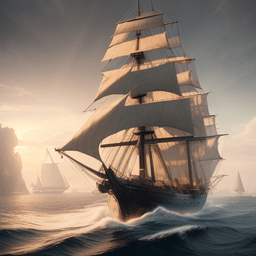 AI generated: Photo of a ultra realistic sailing ship, dramatic light, pale sunrise, cinematic lighting, battered,...