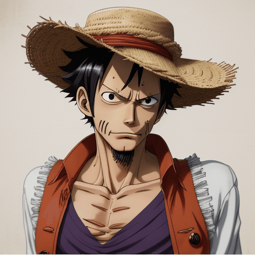 AI generated: A unique combination of Luffy from the anime One Piece. The depicted character stands confidently, f...
