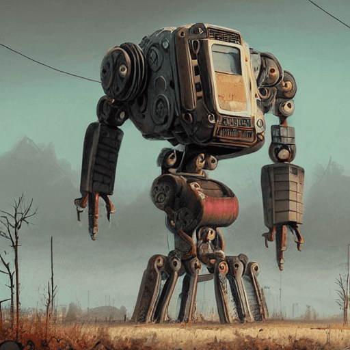 AI generated: a very large realistic highly detailed imposing robotic mechanical monster, (designed by Simon Ståle...