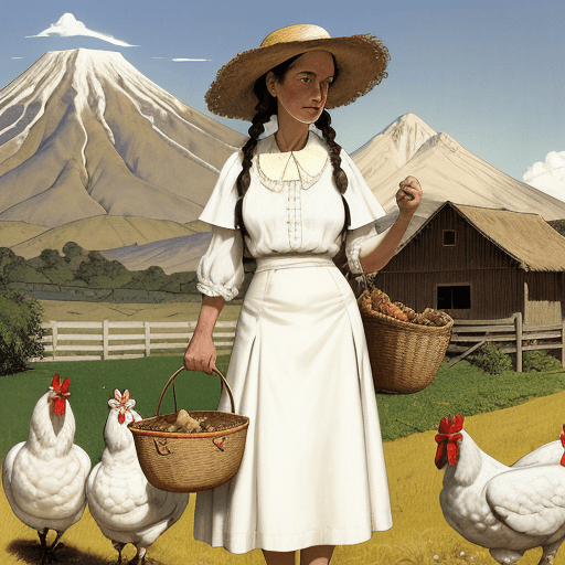 AI generated: Illustration Norman Rockwell style . full length portrait, beautiful latin woman, two braids and str...
