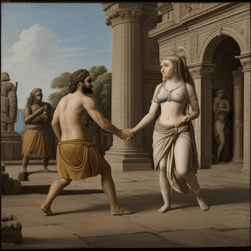 AI generated: An imaginary picture of a couple being confronted, realist detail, samson pollem, monumental ensembl...