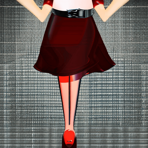 AI generated: A realistic and beautiful girl in a skirt, red lips, holding a red wine glass