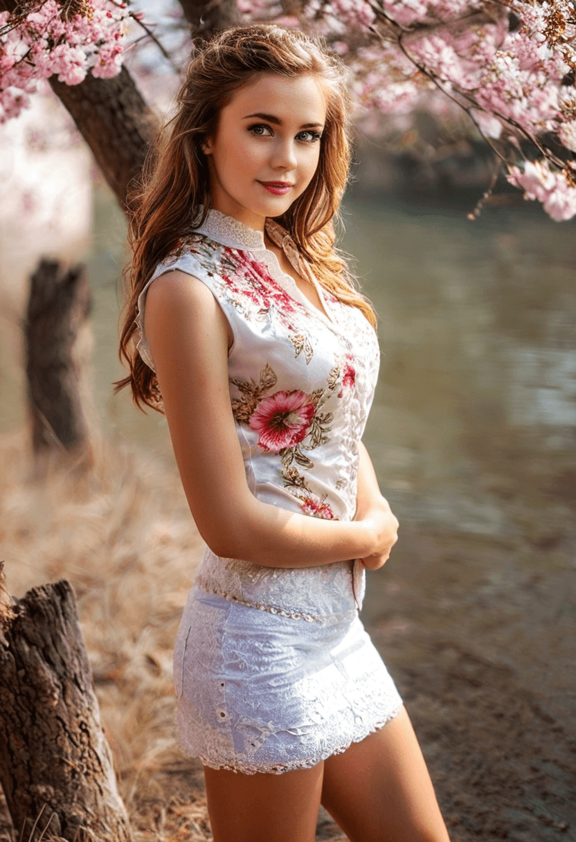 AI generated: HDR photo of beautiful young woman, happy and smiling, long bronze hair, light-blue eyes, fair compl...