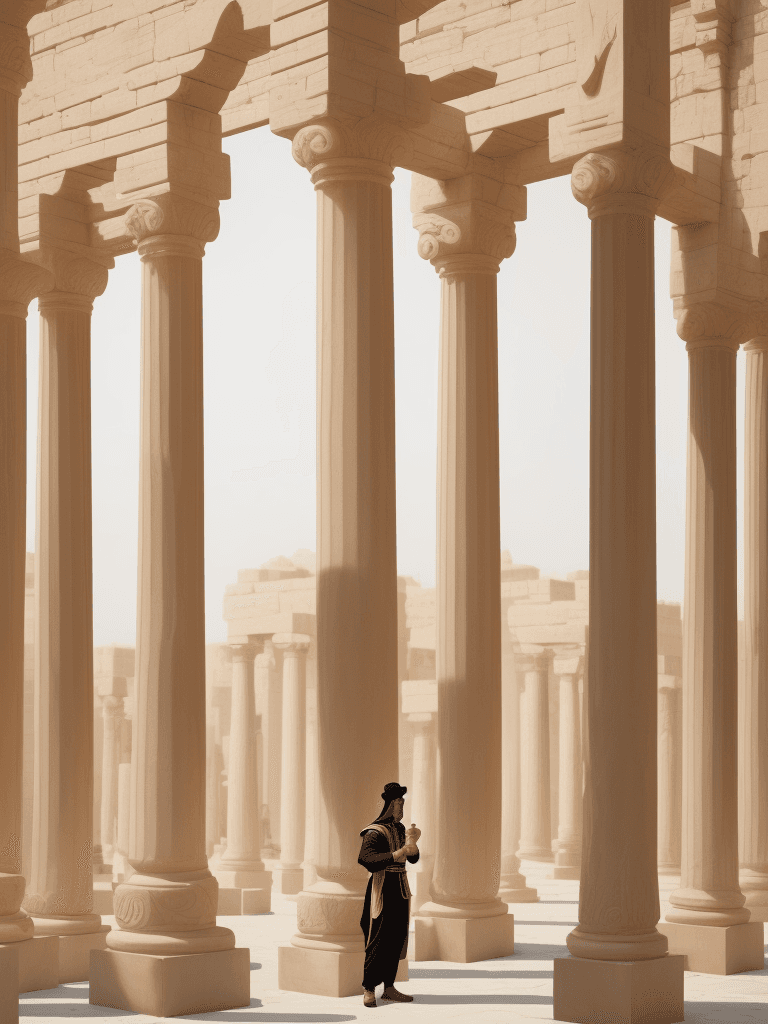 AI generated: 100% arabica coffee packaging showing a romanan shepherd man near the endless column of Constantin B...