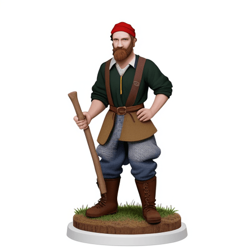 AI generated: peasant lumberjack dnd on white background full-length