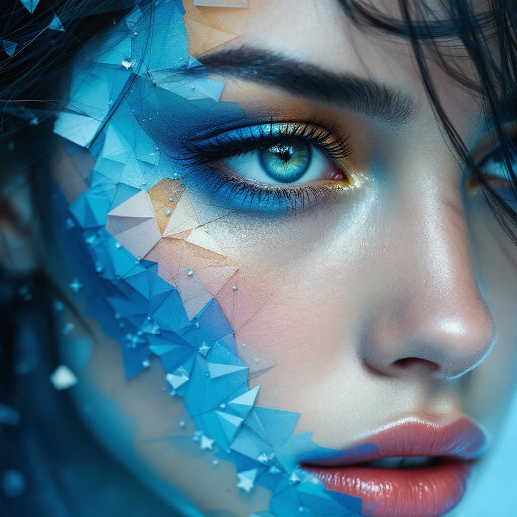 AI generated: hkmagic, (photorealistic) collage of a woman's face, (stunning) realism, inspired by (Josef Kote, gu...