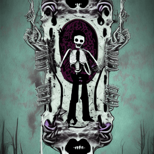 AI generated: UNDEAD DANCING KATRINA WITH MARIACHI SKELETON GUITAR BAND UNDEAD KITTENS CATS CEMETERY DARK HORROR T...
