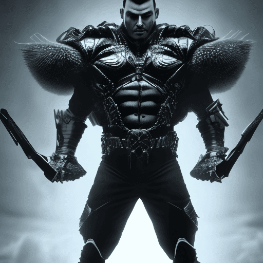 AI generated: mdjrny-v4 style Imagine a scene where the Albanian supervillain stands tall and imposing, dressed in...
