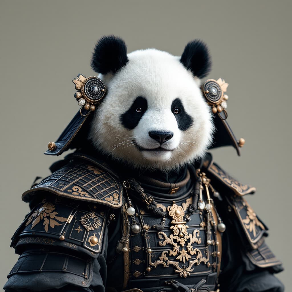 AI generated: A photo-realistic image of a Panda, a unique fusion of traditional panda fofo elements and the disti...