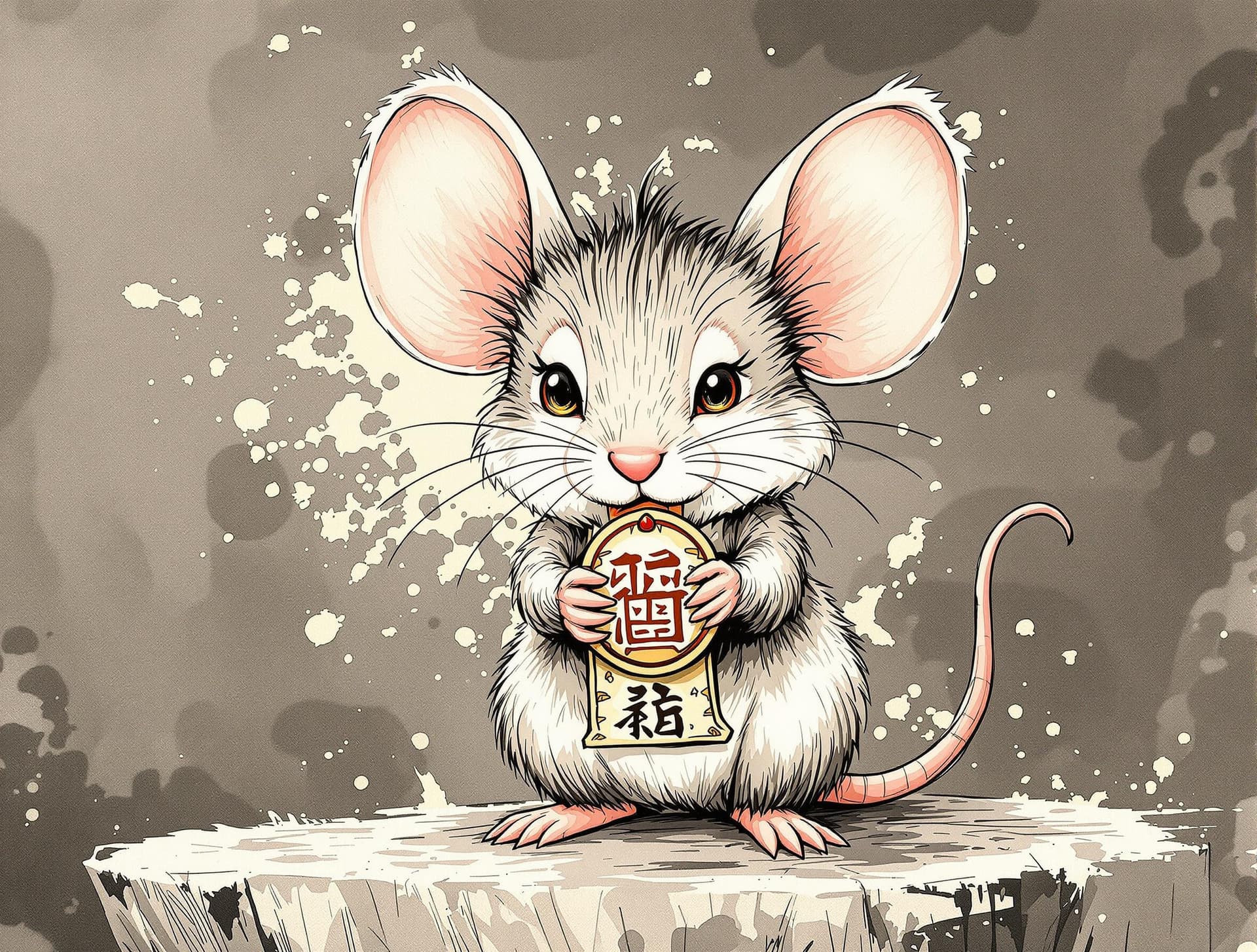 AI generated: exquisite，best quality, original, wallpaper,  complicated_background, a cute Mouse with straight fac...