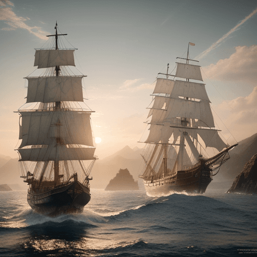 AI generated: Photo of a ultra realistic sailing ship, dramatic light, pale sunrise, cinematic lighting, battered,...